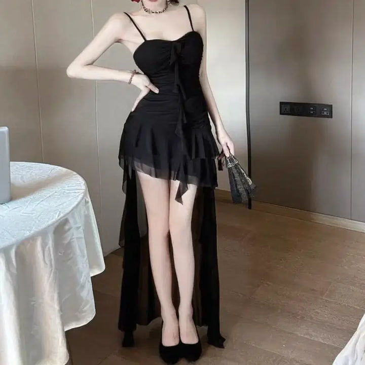 [BUNJANG] Black Asymmetrical Long Tank Dress / 새상품) 블랙 언발 롱 나시 원피스 연말 파티룩 L