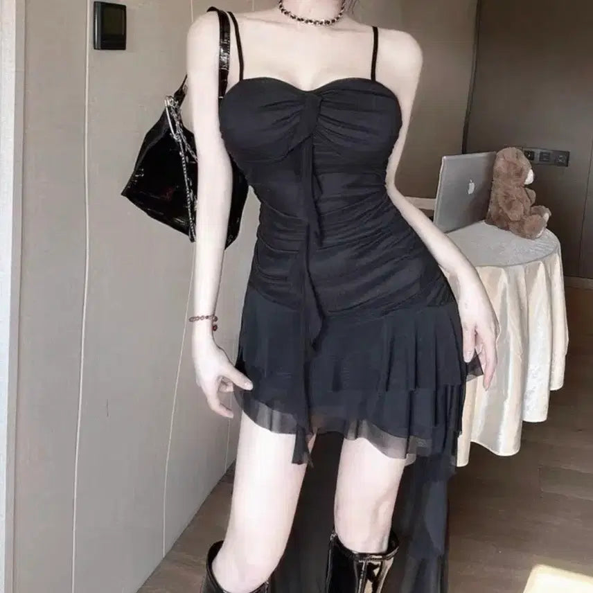 [BUNJANG] Black Asymmetrical Long Tank Dress / 새상품) 블랙 언발 롱 나시 원피스 연말 파티룩 L