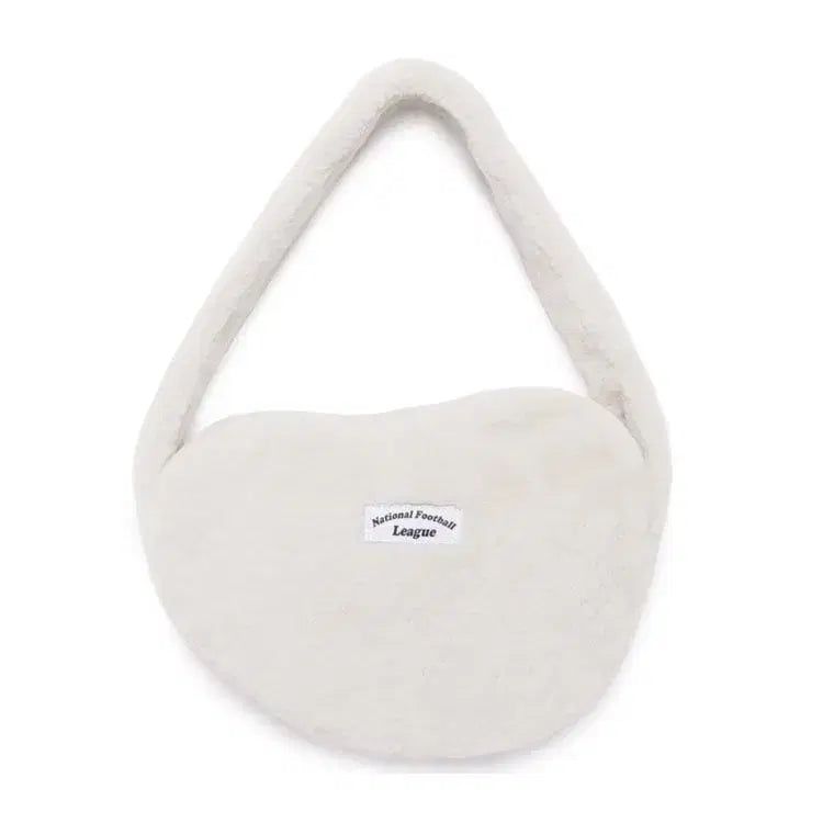 [BUNJANG] NFL White Fur Tote Bag / NFL 엔에프엘 퍼 토트백 가방 화이트 숄더백