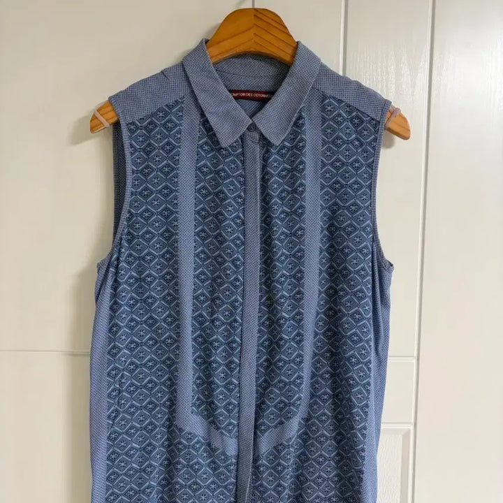 [BUNJANG] Vintage Blue Viscose Summer Blouse / (일본 수입 빈티지)나시 블라우스 셔츠 블루 비스코스 여름