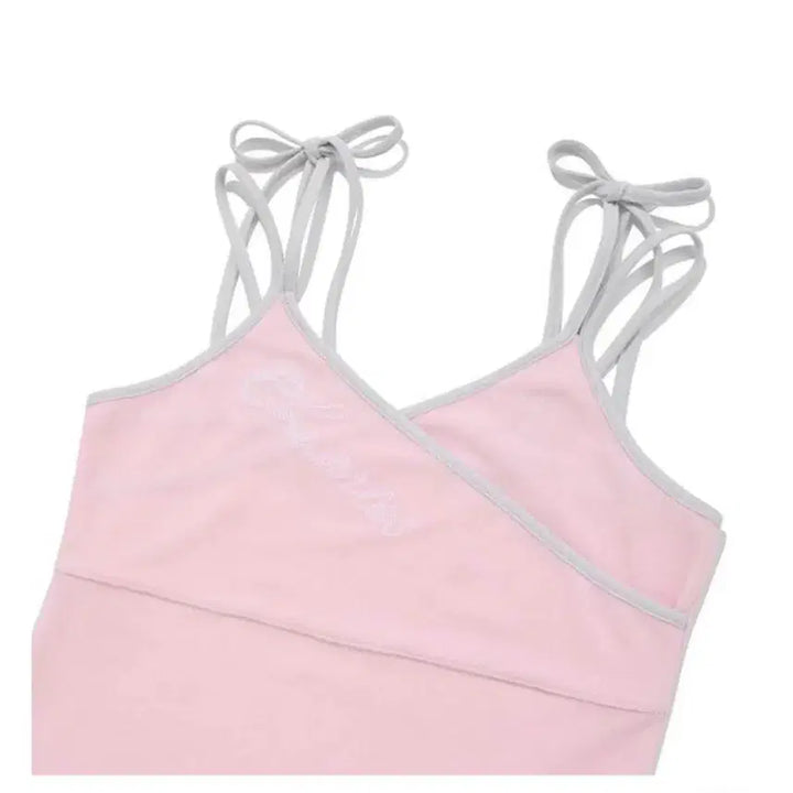 [BUNJANG] Kirsh Ribbon Point Terry Sleeveless Top / 키르시 리본 포인트 테리 나시