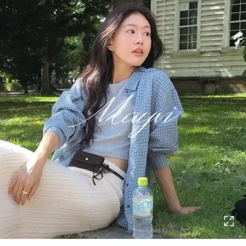 [BUNJANG] Underbee Vintage Check Shirt Blue Zigzag / 언더비 빈티지 체크 셔츠 블루 지그재그