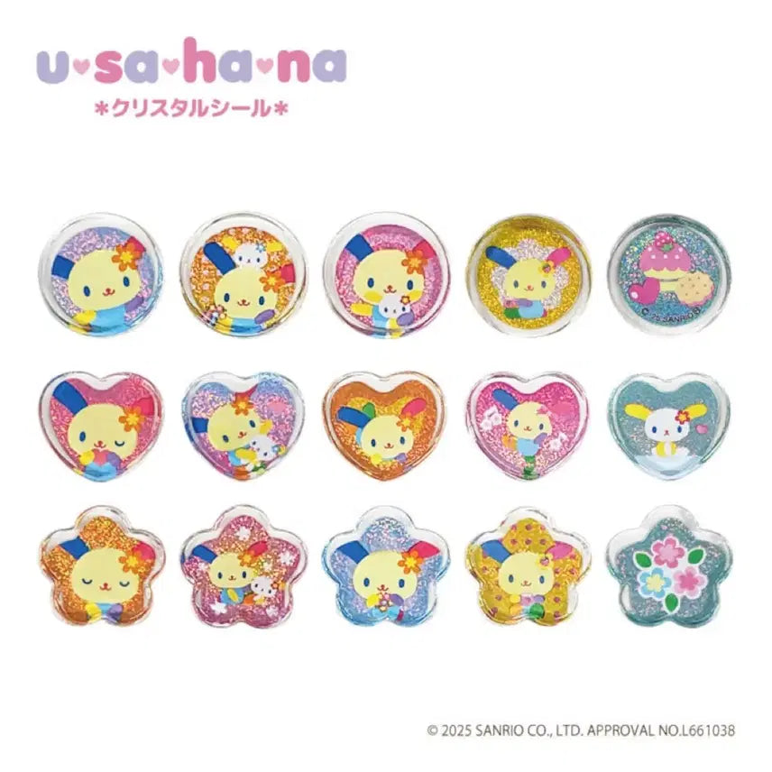 [BUNJANG] Sanrio Usahana Crystal Flake Glass Bead Seal Sticker (Sealed) / [미개봉]산리오 우사하나 크리스탈 플레이크 유리알 조각 씰 스티커