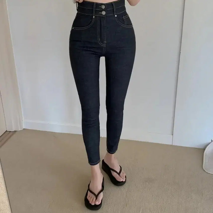[BUNJANG] Two-Button Skinny Jeans - Size S - New / 투버튼 스키니 S 새상품