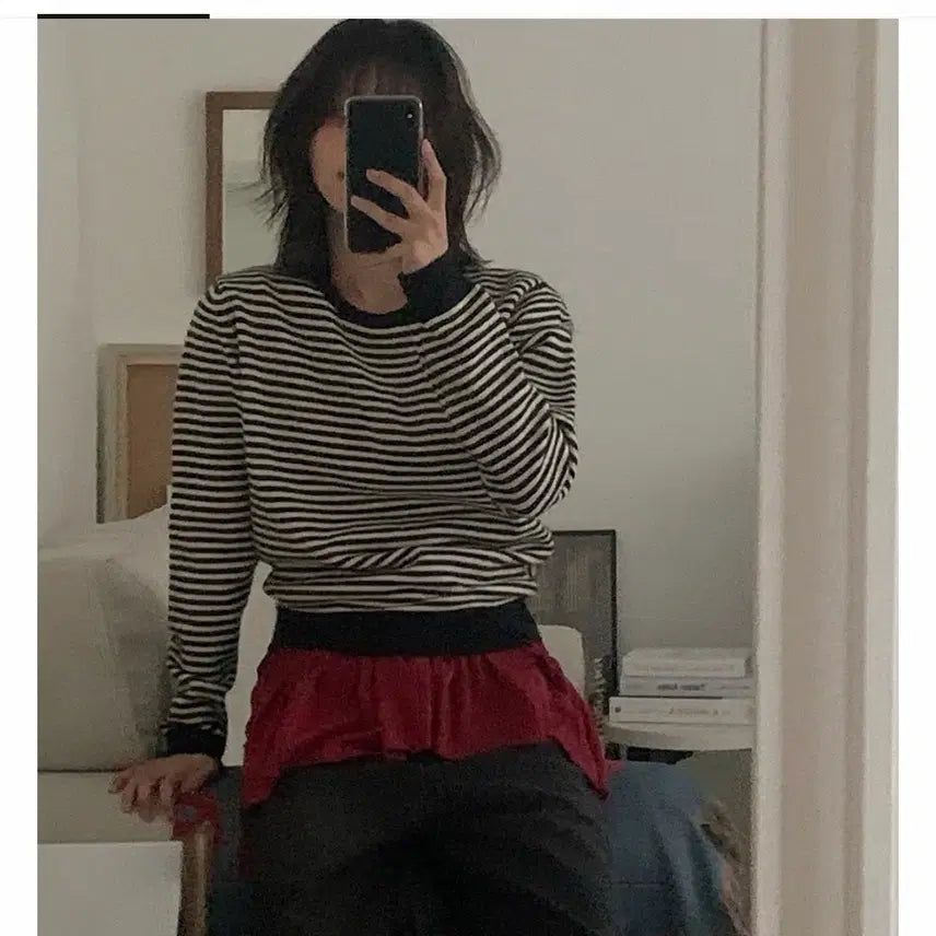 [BUNJANG] DailyJew Simone Washable Stripe Knit Black / 데일리쥬 시모네 워셔블 스트라이프 니트 블랙