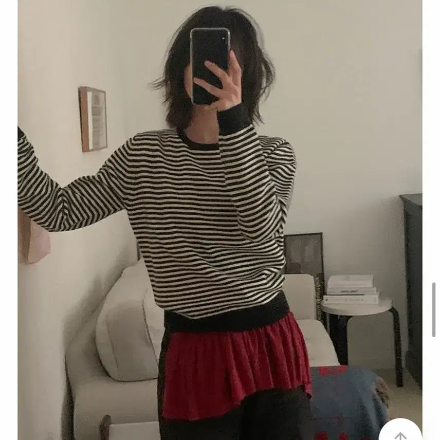 [BUNJANG] DailyJew Simone Washable Stripe Knit Black / 데일리쥬 시모네 워셔블 스트라이프 니트 블랙