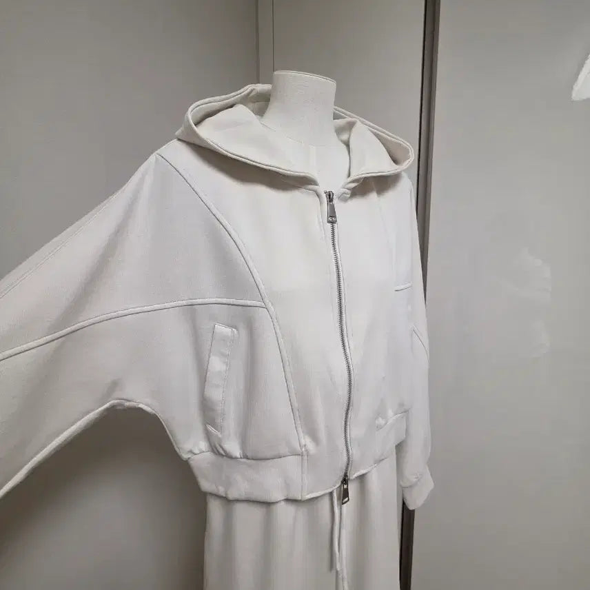 [BUNJANG] Ivory Hoodie Zip-up and Long Skirt Set / 아이보리 후드집업 롱 스커트 세트
