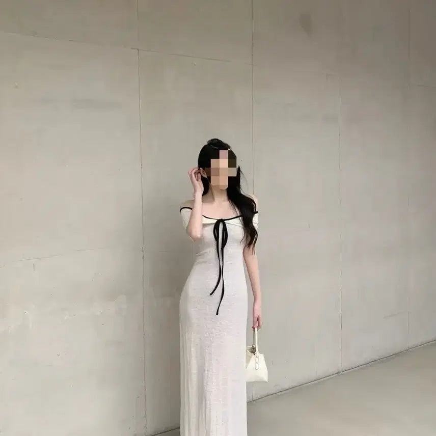 [BUNJANG] White Off-Shoulder Long Dress / 화이트 오프숄더 롱 원피스