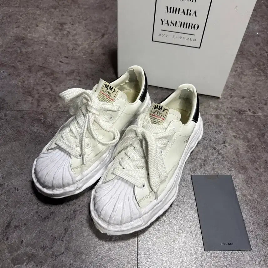 [BUNJANG] Mihara Yasuhiro Blakey Leather Sneakers Cream / 미하라야스히로 블레이키 41 풀박스 크림