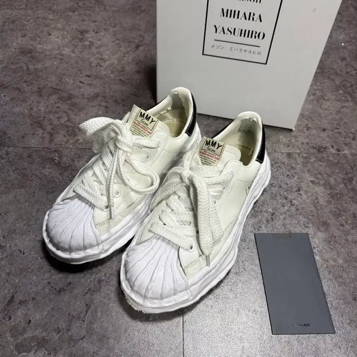 [BUNJANG] Mihara Yasuhiro Blakey Leather Sneakers Cream / 미하라야스히로 블레이키 41 풀박스 크림