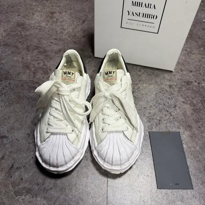 [BUNJANG] Mihara Yasuhiro Blakey Leather Sneakers Cream / 미하라야스히로 블레이키 41 풀박스 크림