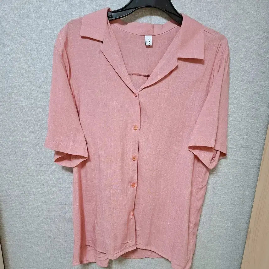 [SOLD OUT] (새상품)핑크색 반팔 린넨 셔츠