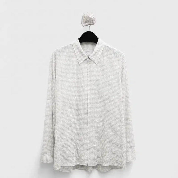[BUNJANG] YOUS Zipped Shirt Ivory Check / 유스 Zipped 셔츠