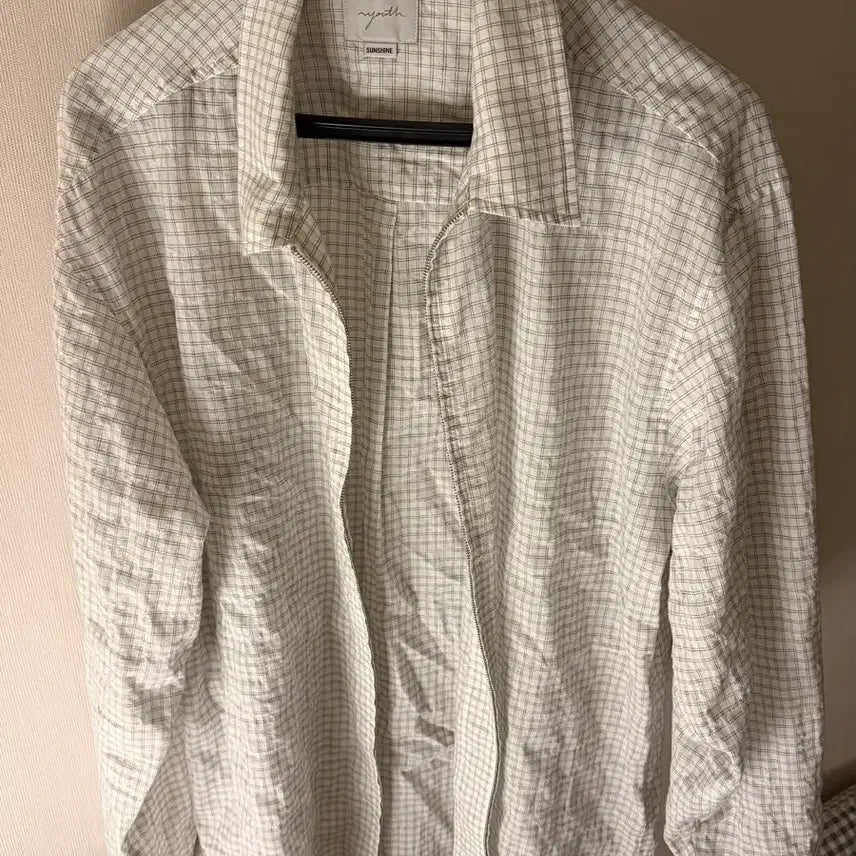 [BUNJANG] YOUS Zipped Shirt Ivory Check / 유스 Zipped 셔츠