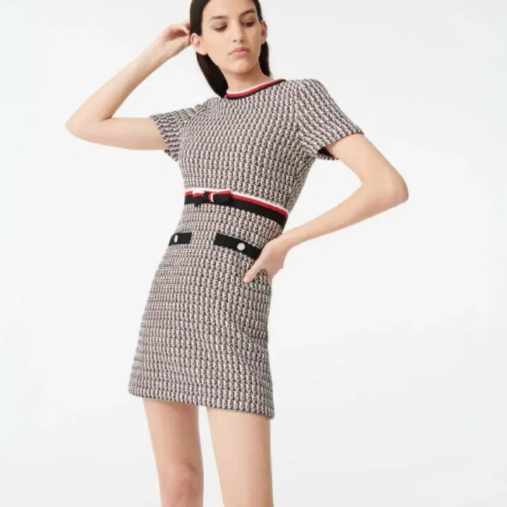 [BUNJANG] Maje Tweed Mini Dress / 마쥬 트위드 미니 반팔 하객룩 원피스 36사이즈