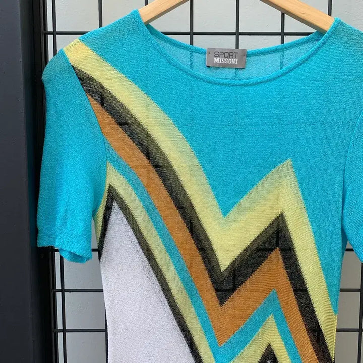 [BUNJANG] Missoni Sport Knit Top T-Shirt / 미쏘니 스포츠 니트 탑 반팔 티셔츠