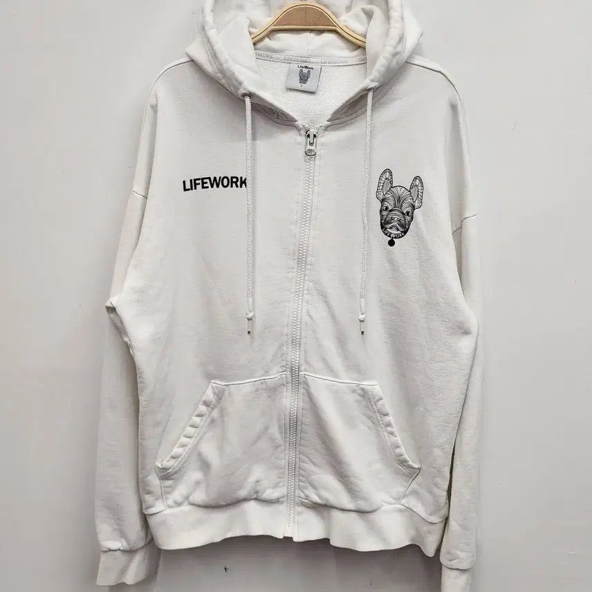 [BUNJANG] LifeWork Unisex Hoodie Zip-up (White, L) / 라이프워크 후드 집업 100사이즈