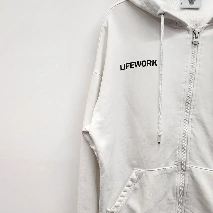 [BUNJANG] LifeWork Unisex Hoodie Zip-up (White, L) / 라이프워크 후드 집업 100사이즈