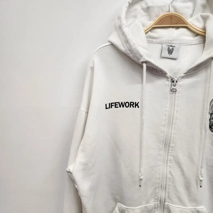 [BUNJANG] LifeWork Unisex Hoodie Zip-up (White, L) / 라이프워크 후드 집업 100사이즈