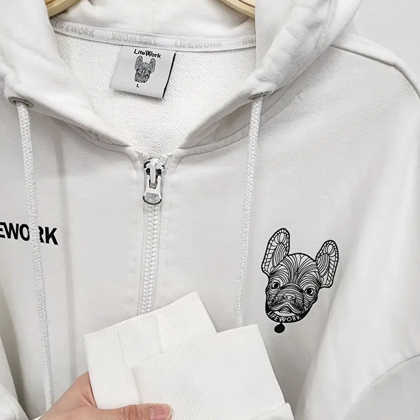 [BUNJANG] LifeWork Unisex Hoodie Zip-up (White, L) / 라이프워크 후드 집업 100사이즈