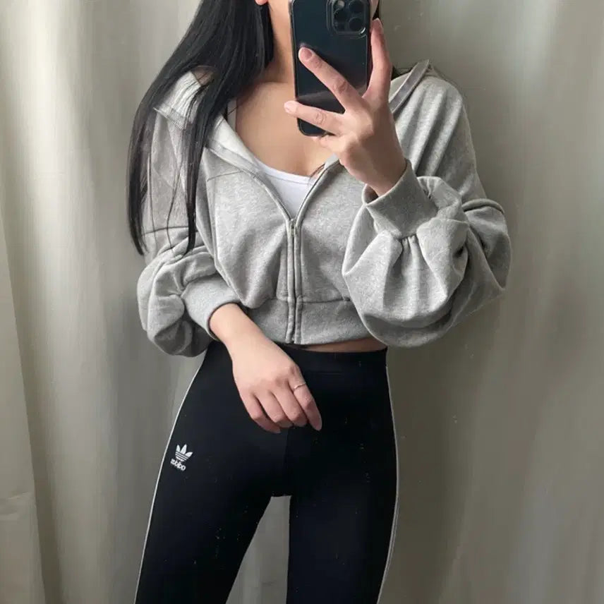 [BUNJANG] Oversized Crop Hoodie / 크롭 후드집업 오버핏 아방핏