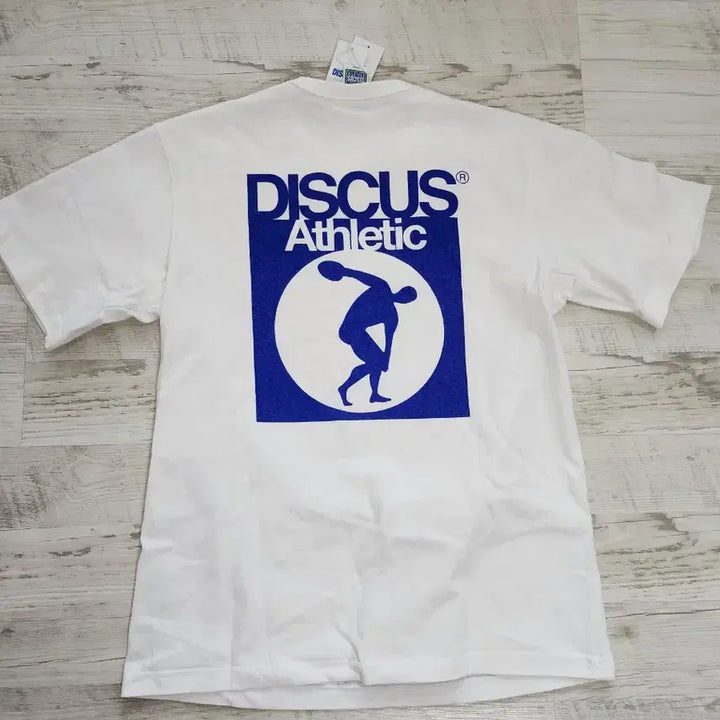 [BUNJANG] DISCUS Short Sleeve T-Shirt White/Blue Logo Size L / (새상품) DISCUS 디스커스 반팔 티셔츠 팜 L(100~103)사이즈