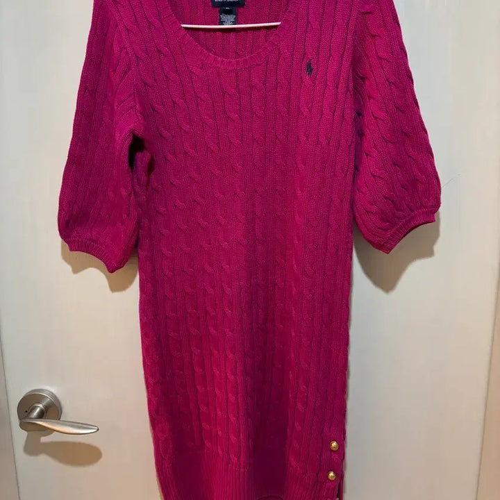 [BUNJANG] Polo Ralph Lauren Cable Knit Mini Dress / 폴로 랄프로렌 케이블 니트 반팔 원피스