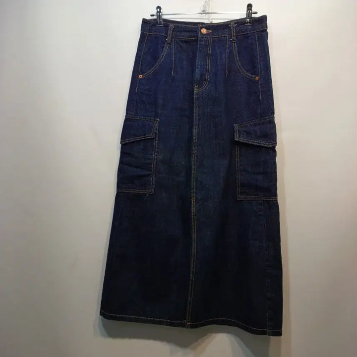 [BUNJANG] Denim Long Cargo Skirt / 청 데님 롱 스커트 카고 포켓27사이즈봄가을  64018