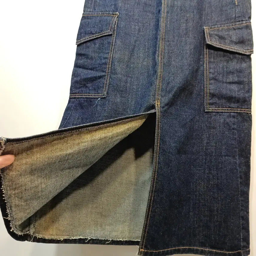 [BUNJANG] Denim Long Cargo Skirt / 청 데님 롱 스커트 카고 포켓27사이즈봄가을  64018
