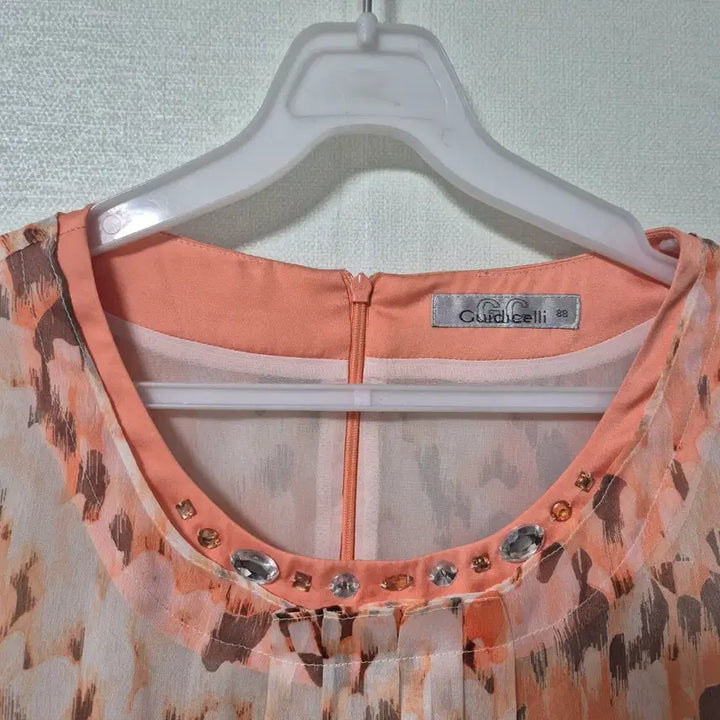 [BUNJANG] Gudiceli Orange Pattern Chiffon Blouse / 구디첼리 오렌지 패턴 쉬폰 블라우스 칠부