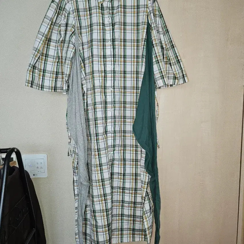 [BUNJANG] Nothing Better Checkered Shirt Long Dress / 낫띵베럴 체크 셔츠 롱 원피스 그린/그레이