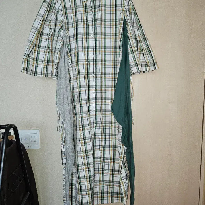 [BUNJANG] Nothing Better Checkered Shirt Long Dress / 낫띵베럴 체크 셔츠 롱 원피스 그린/그레이