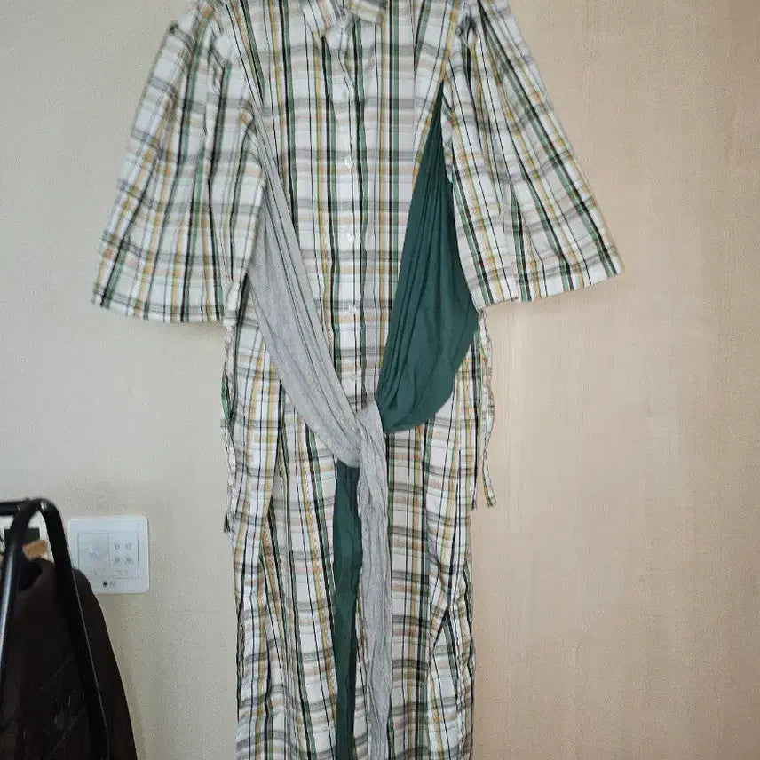 [BUNJANG] Nothing Better Checkered Shirt Long Dress / 낫띵베럴 체크 셔츠 롱 원피스 그린/그레이