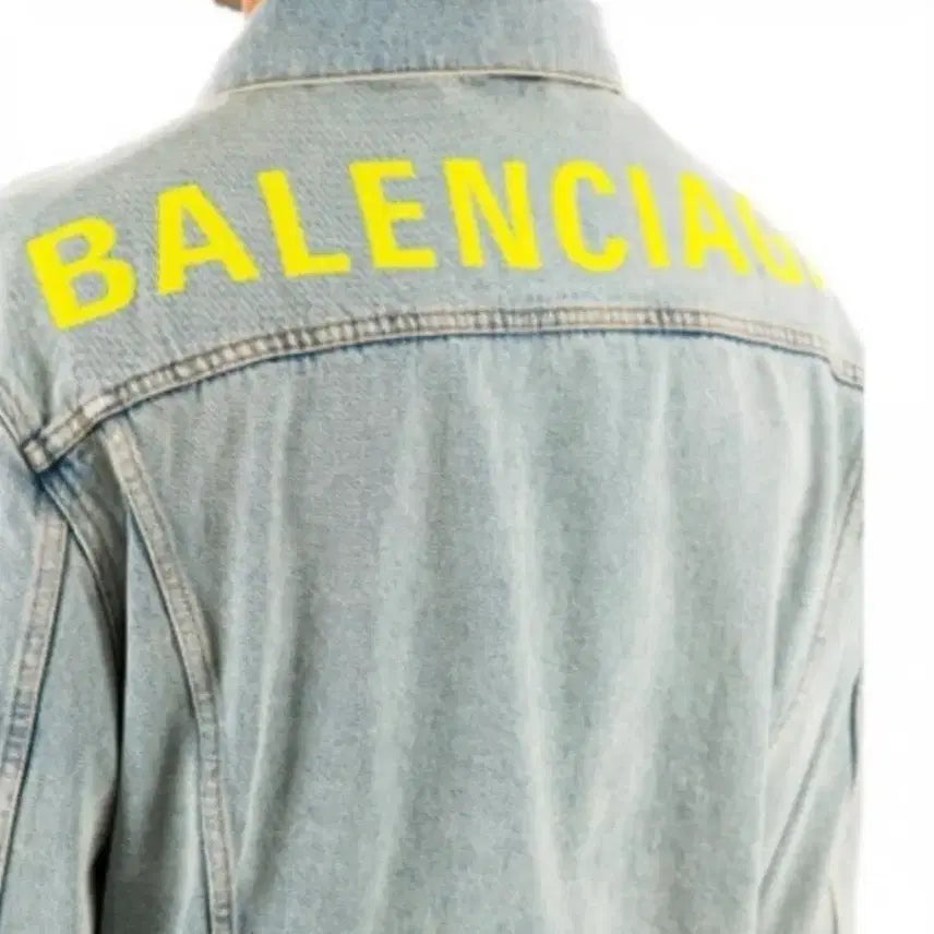 [BUNJANG] Balenciaga Neon Back Logo Denim Jacket / 발렌시아가 네온 백로고 데님자켓