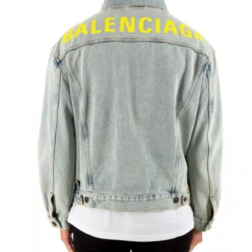 [BUNJANG] Balenciaga Neon Back Logo Denim Jacket / 발렌시아가 네온 백로고 데님자켓