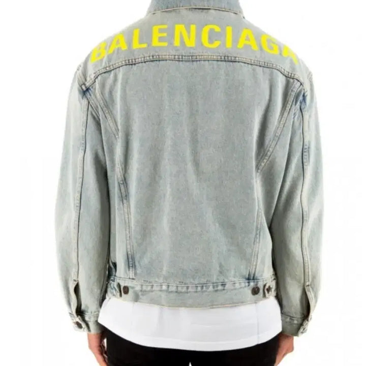 [BUNJANG] Balenciaga Neon Back Logo Denim Jacket / 발렌시아가 네온 백로고 데님자켓