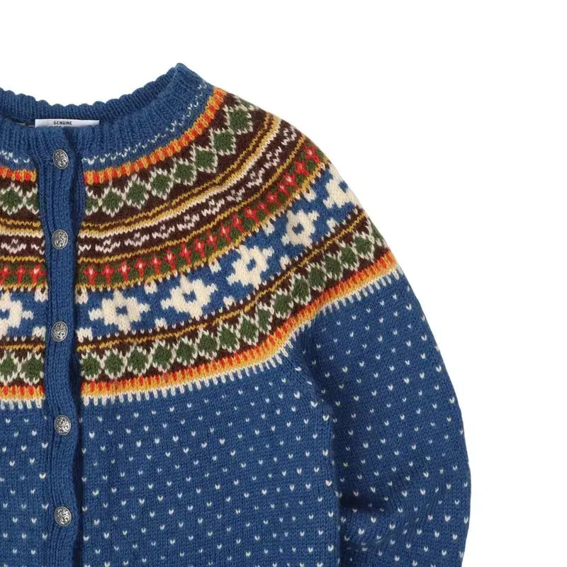 [BUNJANG] Norwegian Handmade Nordic Wool Cardigan / 노르웨이 메이드 빈티지 노르딕 핸드메이드 울 가디건