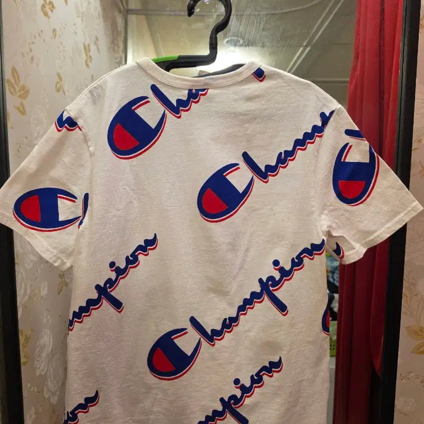 [BUNJANG] Champion All Over Logo T-shirt White M / 7/43 챔피온 올오버 로고 반팔 티셔츠 화이트 M