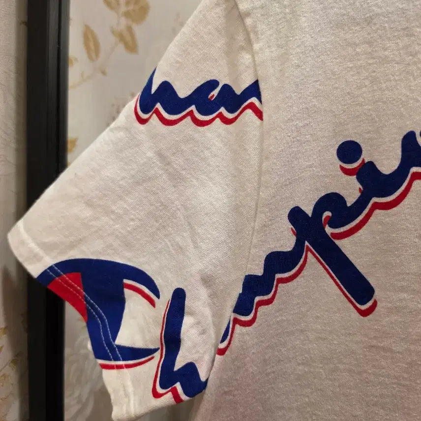[BUNJANG] Champion All Over Logo T-shirt White M / 7/43 챔피온 올오버 로고 반팔 티셔츠 화이트 M