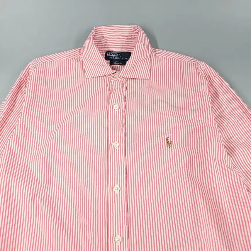 [BUNJANG] Polo Ralph Lauren Stanton Custom Fit Striped Shirt / 폴로랄프로렌 핑크 화이트 스트라이프 멀티포니 스탠튼 커스텀핏 컷어웨이 코