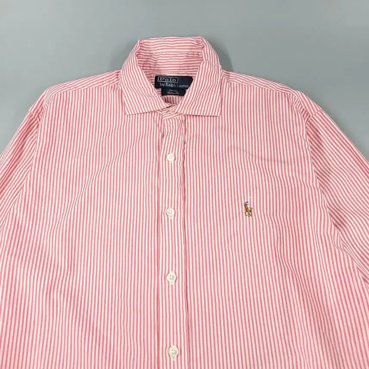 [BUNJANG] Polo Ralph Lauren Stanton Custom Fit Striped Shirt / 폴로랄프로렌 핑크 화이트 스트라이프 멀티포니 스탠튼 커스텀핏 컷어웨이 코