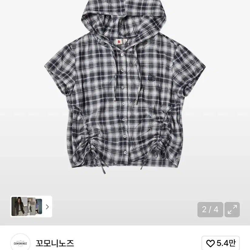 [SOLD OUT] 꼬모니노즈 체크 후드 셔츠 W SIDE STRING HOOD TO