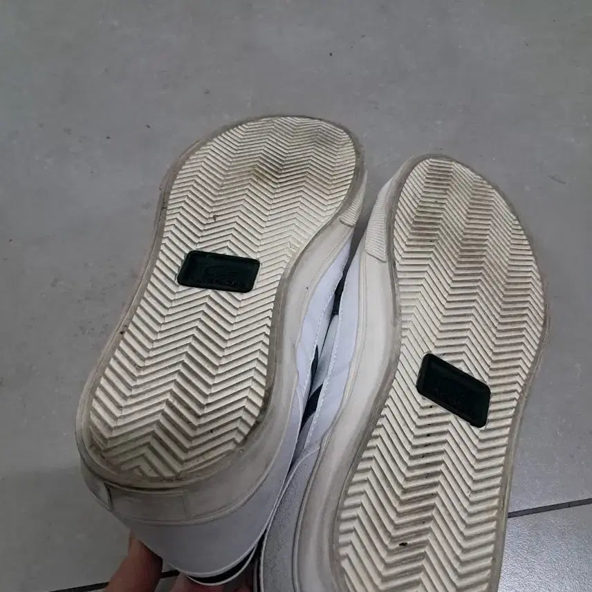 [BUNJANG] Lacoste White Sneakers Green Stripe / 라코스테 흰색 스니커즈 그린 스트라이프