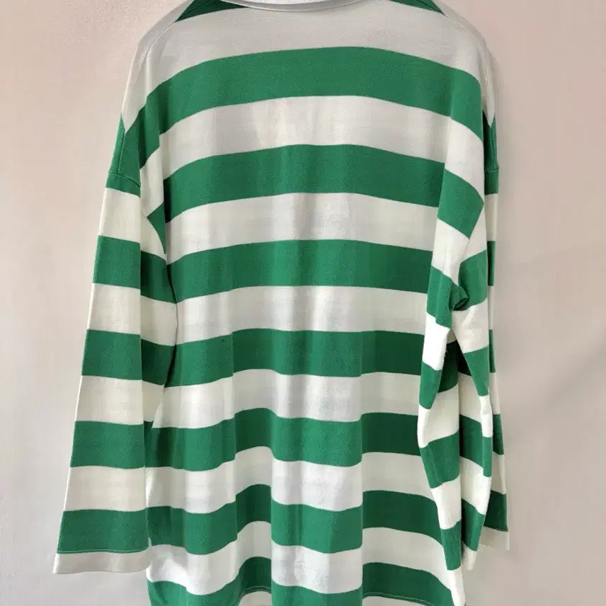 [BUNJANG] TheOpen Product Green Stripe Rugby Shirt / TheOpen Product 그린 스트라이프 럭비티 더오픈프로덕트