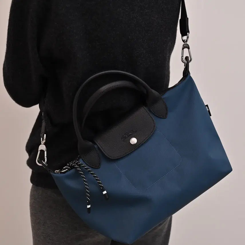 [BUNJANG] Longchamp Nylon Calfskin Large Clutch Shoulder Bag Navy / 롱샴 클러치백 숄더백 네이비 나일론 소가죽 빅사이즈