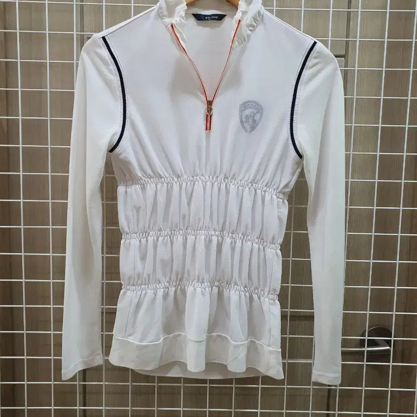 [BUNJANG] KYJ GOLF White Shirring Long Sleeve T-Shirt / KYJ GOLF 화이트 셔링 긴팔 티셔츠