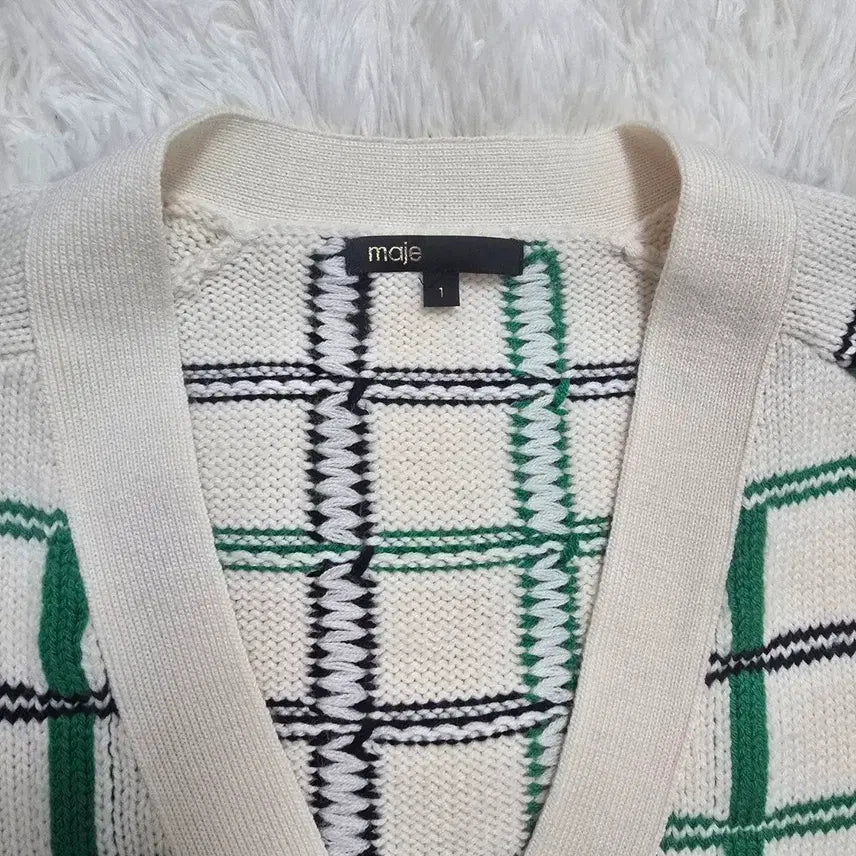 [BUNJANG] Maje Wool Check Cardigan Size 1 / 마쥬 울 체크가디건 1사이즈