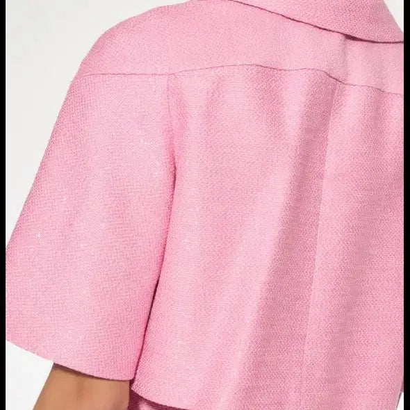 [BUNJANG] Obze Pink Tweed Crop Jacket / 오브제핑크 트위드크롭자켓