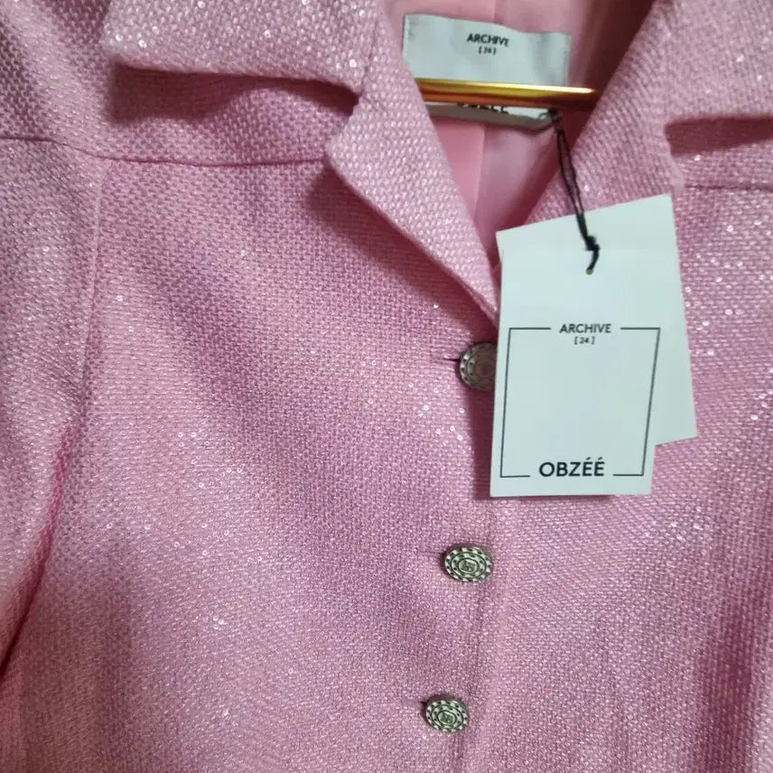 [BUNJANG] Obze Pink Tweed Crop Jacket / 오브제핑크 트위드크롭자켓