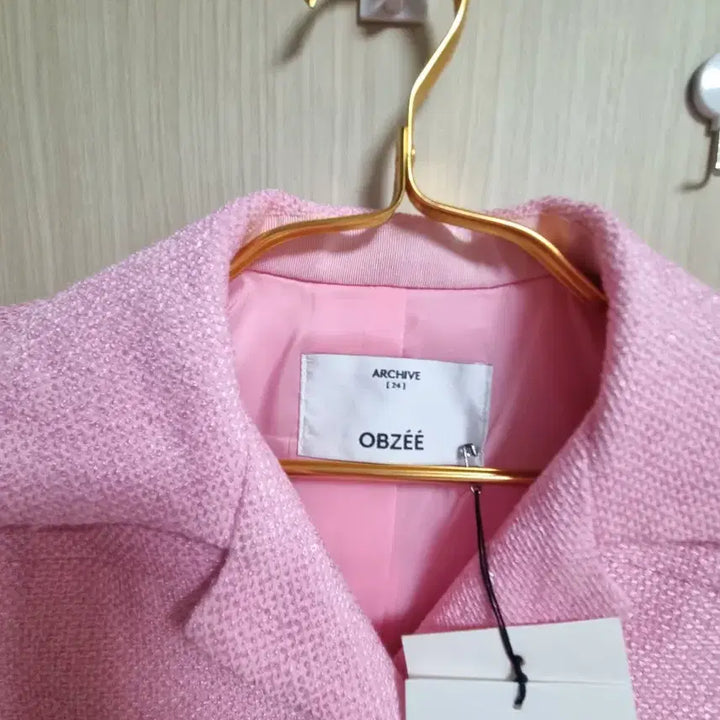 [BUNJANG] Obze Pink Tweed Crop Jacket / 오브제핑크 트위드크롭자켓